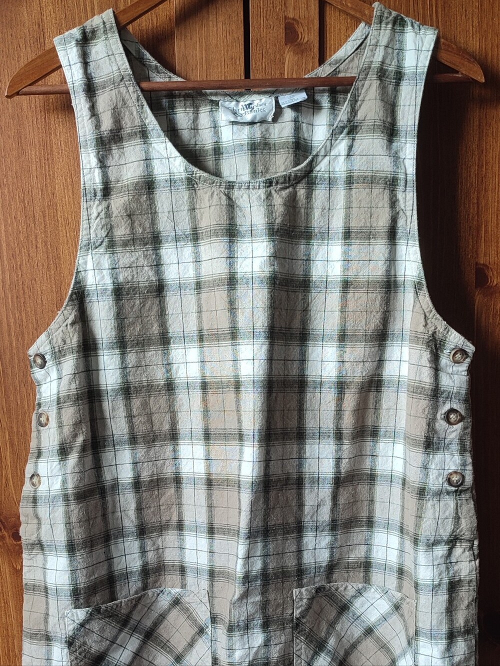 Christopher & Banks Beige and White Plaid Sleeveless Tunic